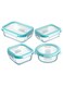 Glass Meal Prep Containers (4 pcs Mixed) - Glass Food Storage Containers with Lids, Glass Lunch Box, Portion Control, Airtight, Glass Bento Box Lunch Containers- 4P