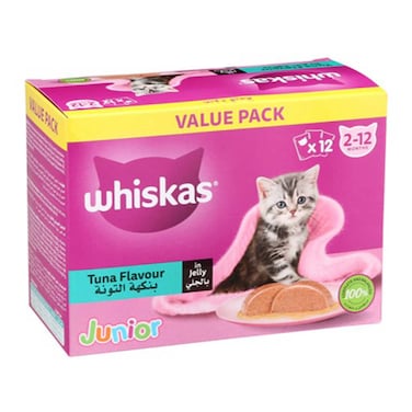 Whiskas Tuna Flavour in Jelly Wet Food for Cats, 2 to 12 months, 80g Pack of 12