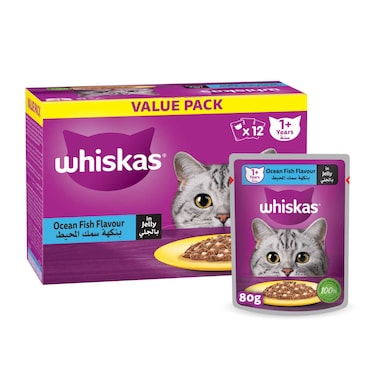 Whiskas Oceanfish in Jelly Wet Cat Food Pack of 12x80g