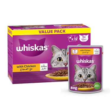 Whiskas Chicken in Gravy Wet Cat Food Pack of 12x80g