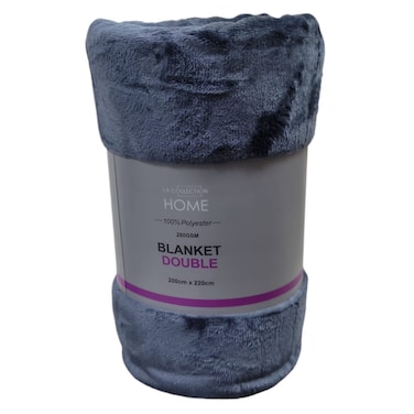 La Collection 280 GSM Polyester Blanket Double 28012810 Dark Grey 200x220cm