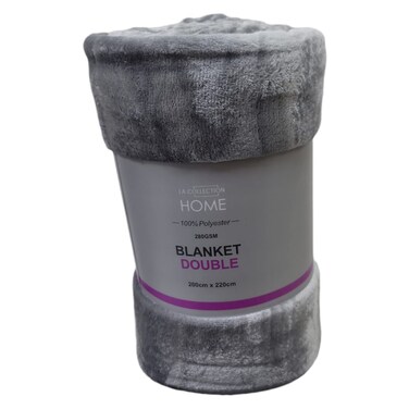 La Collection 280 GSM Polyester Blanket Double 28012810 Light Grey 200x220cm