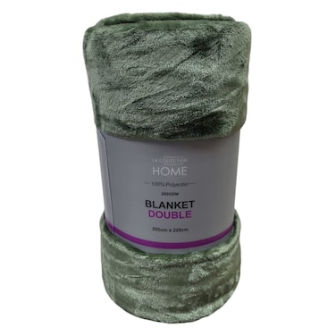 La Collection 280 GSM Polyester Blanket Double 28012810 Green 200x220cm