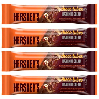 Hershey&#39;s Choco Tubes Wafer Roll with Hazelnut Cream 18g Pack of 5