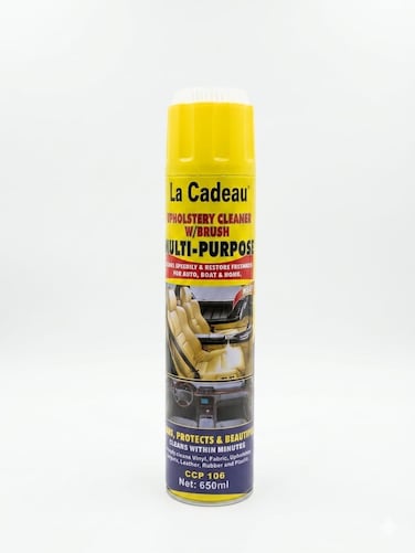 La Cadeau Car Upholstery &amp; Carpet Cleaner, Multi-Purpose 650ml Fast Acting Deep Stain Remover Spray with Fresh Fragrance for Car Upholstery, Rugs, Couches and Car Seats La Cadeau-CCP 106
