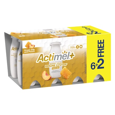 Actimel Royal Jelly and Peach Yoghurt, 93ml Pack of 8