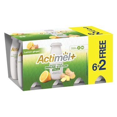 Actimel Lemon Ginger Yoghurt, 93ml Pack of 8