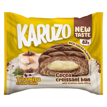 Karuzo Tiramisu Cream Filling Cocoa Croissant Bun, 82g