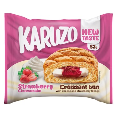 Karuzo Strawberry Cheesecake Filling Croissant Bun, 82g