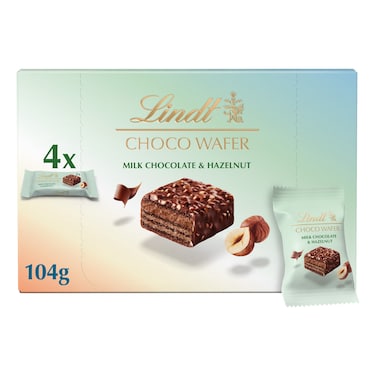 Lindt Milk Chocolate and Hazelnut Choco Wafer Multipack, 104g