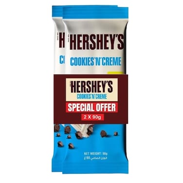 Hershey&#39;s Cookies &amp; Creme Chocolate Bar 90g Pack of 2
