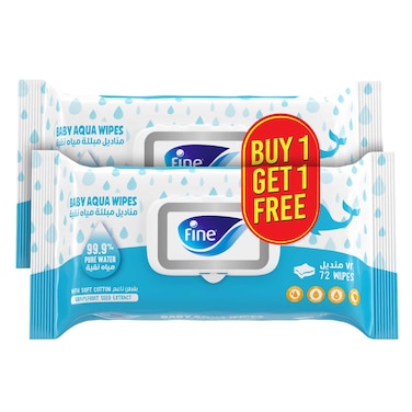 Fine Baby Water Wipes with Grapeseed Extract (72 Wipes) &ndash; Buy 1 Get 1 Free