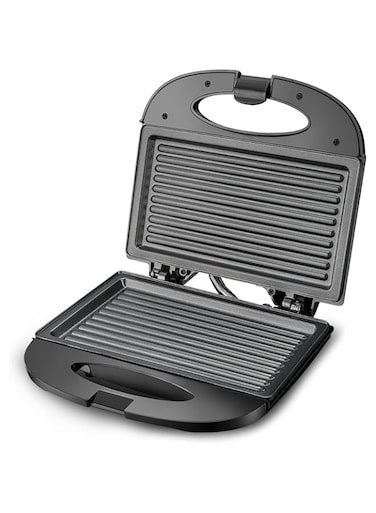 Impex Sandwich Maker 2 Slice, 750W Non Stick Coated Plates, Power &amp; Ready Indicator Light, Cool Touch Handle, Skid Resistant Feet, Compact Design with 218x127mm Plate Size - SW 3601 Black