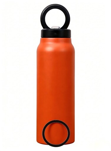 Bottle Phone Holder,Compatible with MagSafe,Insulated Cup with Handle and Straw,Magnetic Tripod Mount 360&Acirc;&deg; Rotate,Perfect for Gym, School, Work &amp; Travel,orange