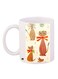 Cats Printed Coffee Mug White/Beige/Green 11ounce