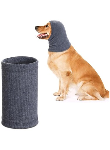 Rbenxia Quiet Ears for Dogs, 1 Piece Dog Ear Cover Hoodies Dog Ear Muffs Headband Noise Ear Protection Warm Winter Ear Scarf (Grey, Large)