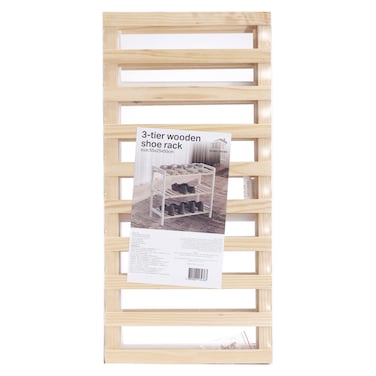 هوم تريند رف أحذية خشبي بثلاث طبقات 55×25×50 سم