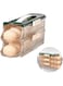 2 Layer Egg Container, Plastic Auto Rolling Egg Organizer, Clear Egg Holder with Lids and Portable Carrying Handle, Stackable Egg Holder for Kitchen Storage and Organization, Hold 14 Eggs