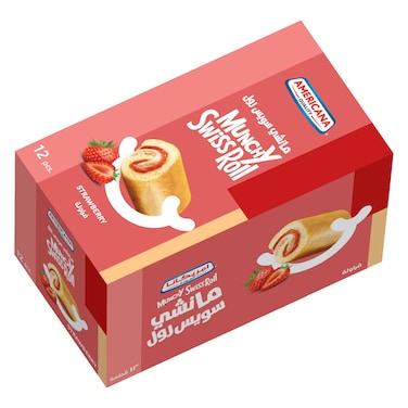 Americana Quality Strawberry Munchy Swiss Roll, 20g Pack of 12