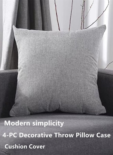 4-Piece Decorative Throw Pillow Case Cushion Cover Light Grey 45 x 45 cm