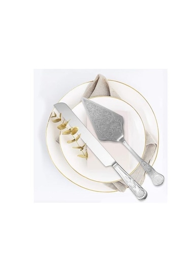 Wedding Cake Knife and Server Set - Premium, Beautifully Engraved - Elegant Keepsake for Newlyweds (Color : Silver)