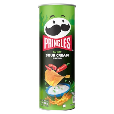 Pringles Kickin' Sour Cream Flavour Potato Crisps, 160g
