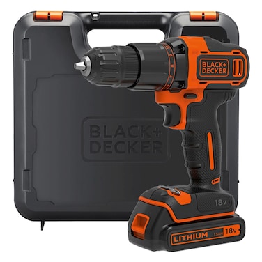 Black &amp; Decker Hammer Drill With 1.5Ah Lithium-Ion Battery Charger And Kit Box 18V 40Nm