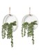 Supreouts Artificial Succulents Hanging Plants, 2 Pcs Fake String of Pearls in Pot with Lanyard for Indoor Outdoor Wall Living Room Bedroom Bathroom Study Room