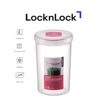 LocknLock Twist Round Container 1.3L &ndash; BPA-Free, Airtight, Leakproof, Freezer &amp; Dishwasher Safe