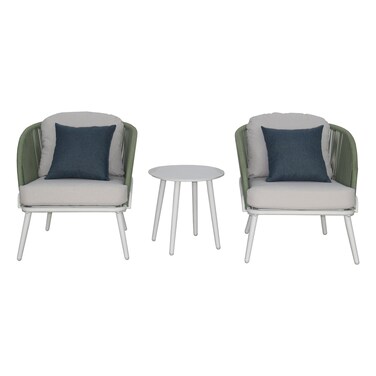 Aluminium and Rope Coffee Table and Chair Set 3 PCS