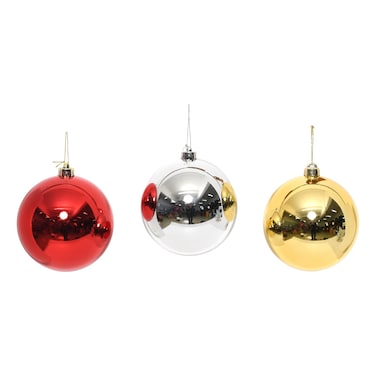 Decorated Ball Assorted Red Gold Silver 15cm