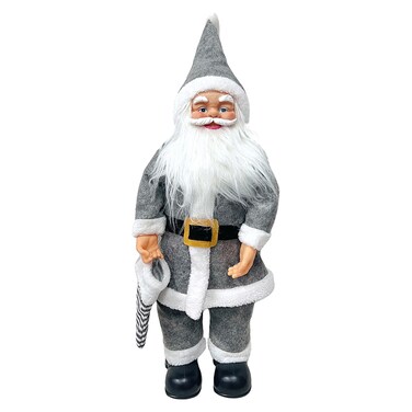Carrefour Standing Decorated Grey Santa 78cm