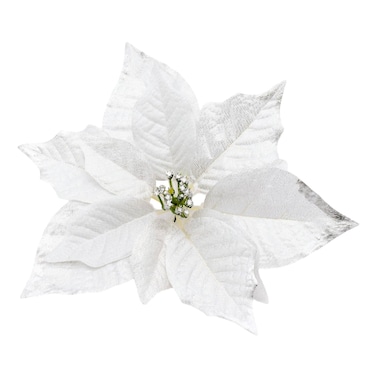 Carrefour Poinsettia Flower Clip White 22cm