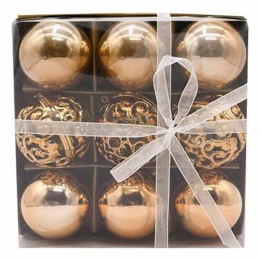Carrefour Christmas Decorative Balls Copper Mix 6cm 9 PCS
