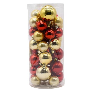 كارفور مجموعة كرات ديكور عيد الميلاد  40 قطعة - أحمر وذهبي