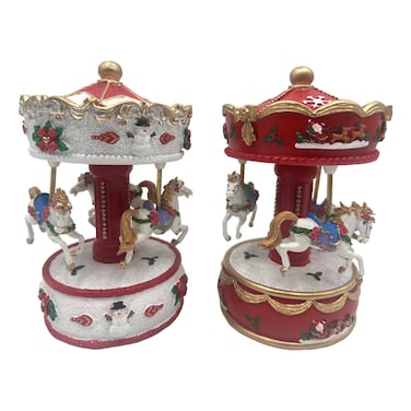 Musical Christmas Carousel Assorted 10x18cm 