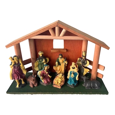 Wooden Nativity Set 35x12x22cm 9 PCS