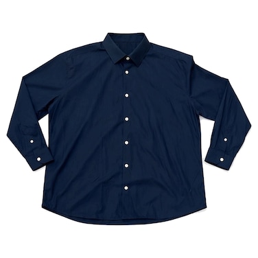Basic City Men Classic Fit Long Sleeve Plain Button-Down Shirt 100_MAM+, Navy Blue