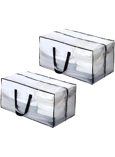 BRISEED&trade; 2-Pack XL Clear Moving Bags with Backpack Straps, Strong Handles, Zippers   Space-Saving, Heavy-Duty Storage Totes for Moving, Camping, Travel   74x34x36cm