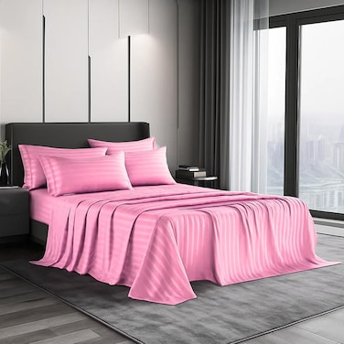 CRAFT&Acirc;&reg; Hotel Quality 6-Piece Stripe Bed Sheet Set - Pink, Queen