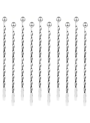 JOYISEN 10PCS Stainless Steel Stirrers 7.5 Inch Stir Sticks with Small Rectangular Paddles for Stirring Epoxy Coffee Beverages Swizzle Stick (Silver)