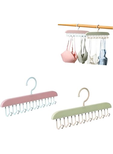 Azonee Anti Slip Multi Hook Coat Rack, 4Pcs Space Saving Hangers with 8 Hooks, Wall Mount Coat Hanger, 360&deg; Swivel Multifunctional Lingerie Vest Sling Rack,Closet Organizer for Underwear