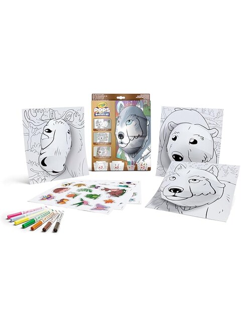 Crayola - Color Pops, Wild Nature Theme, Coloring and Building Pages Set for 3-Dimensional Artwork, Creative Activity for Children, Age 6 Years Old, 04-2807