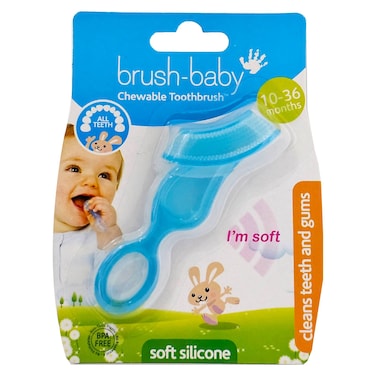 Brush-Baby Silicone Soft Chewable Toothbrush And Teether BB112 Blue