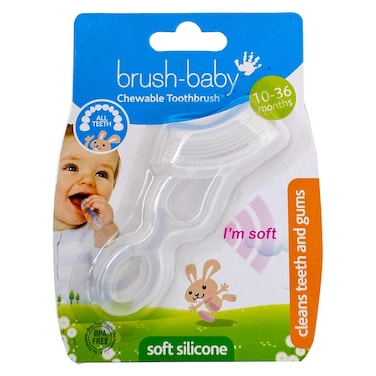 Brush-Baby Silicone Soft Chewable Toothbrush And Teether BB111 White