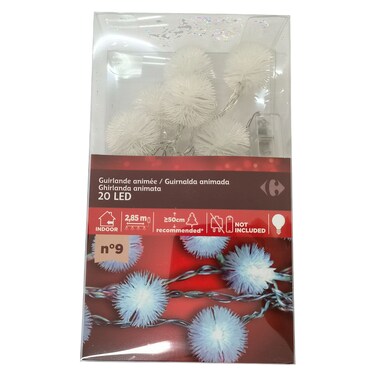 Carrefour Battery Operated Indoor 20 LED Snowball Light Cool White 2.85m