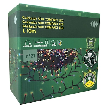 Carrefour Solar Timer 500 Compact LED Outdoor Light Multicolour 10m 8 Programs
