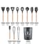 ACLIX 12 Pcs Silicone Cooking Utensils Kitchen Utensil Set - Turner Tongs, Spatula, Spoon, Brush, Whisk, Wooden Handle Gray Kitchen Gadgets With Holder For Nonstick Cookware Grey/Black