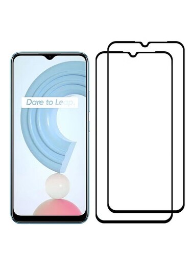 ACLIX 2 Pack For Realme C21Y Screen Protector Tempered Glass Full Glue Back Side Black