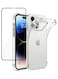 عبوة ACLIX ثنائية لهاتف iPhone 14 PROMAX، غطاء شفاف وواقي شاشة، حماية أمامية وخلفية شاملة 360 درجة، مقاوم للصدمات، مصنوع من مادة TPU ناعمة مع زجاج مقوى مقاوم للخدش، مقاس 6.7 بوصة شفاف